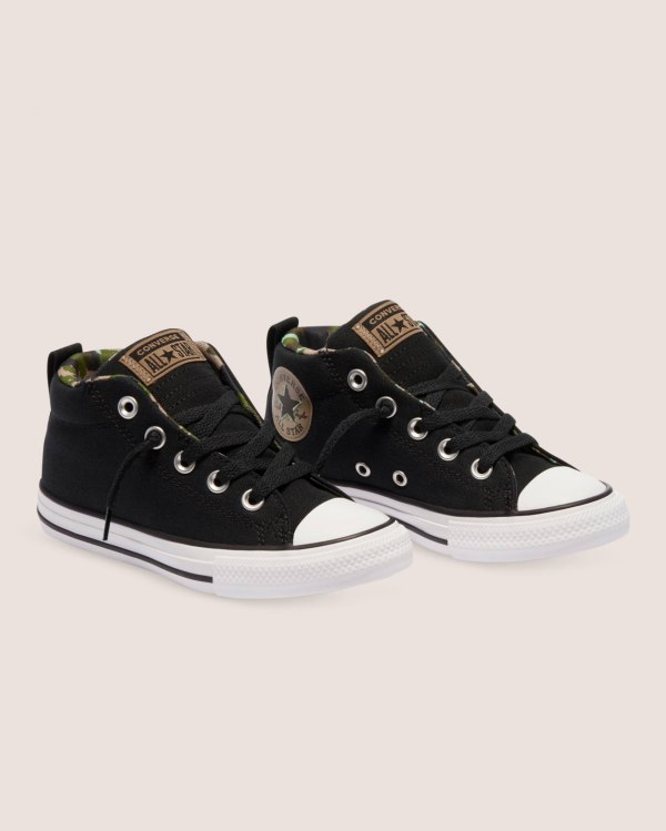 Converse Chuck Taylor All Star Street Digi Camo Sort Sko Danmark - Converse Mid Sneakers Børn - 8327